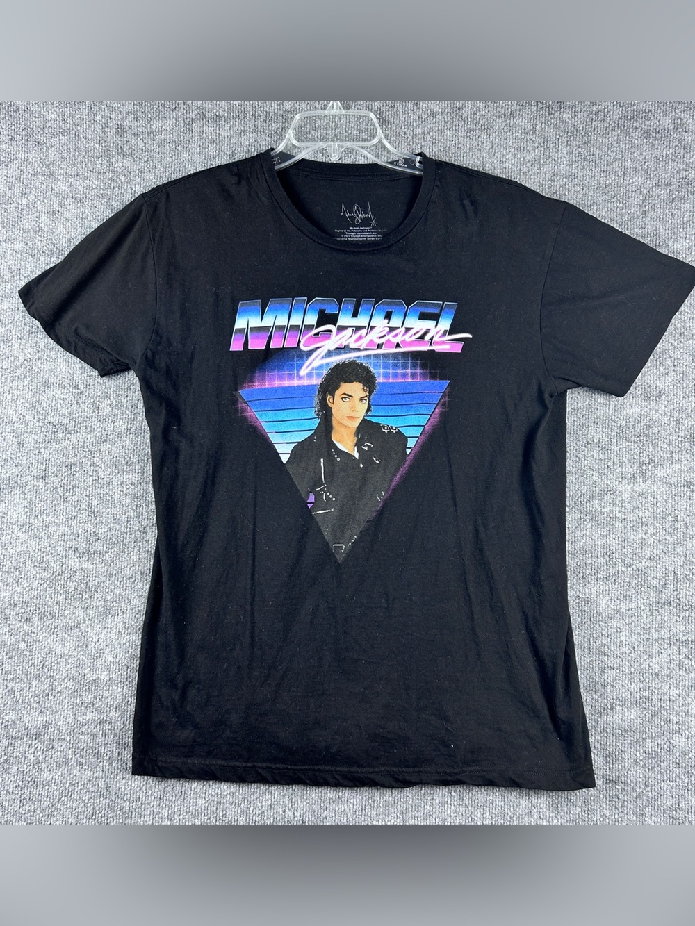Michael Jackson Bad Era Synthwave Neon Graphic T-Shirt Size Large L Pop Music